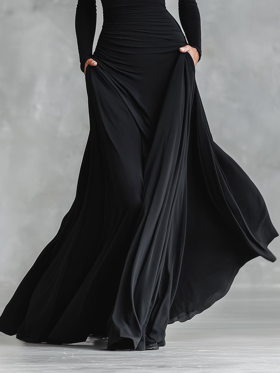 Diletta - Elegante abito lungo con pieghe fluide