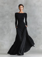 Diletta - Elegante abito lungo con pieghe fluide